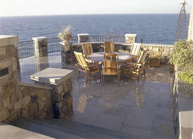 Dining Terrace overlooking Lake Erie designed by Landscape Architect, near Cleveland Ohio.